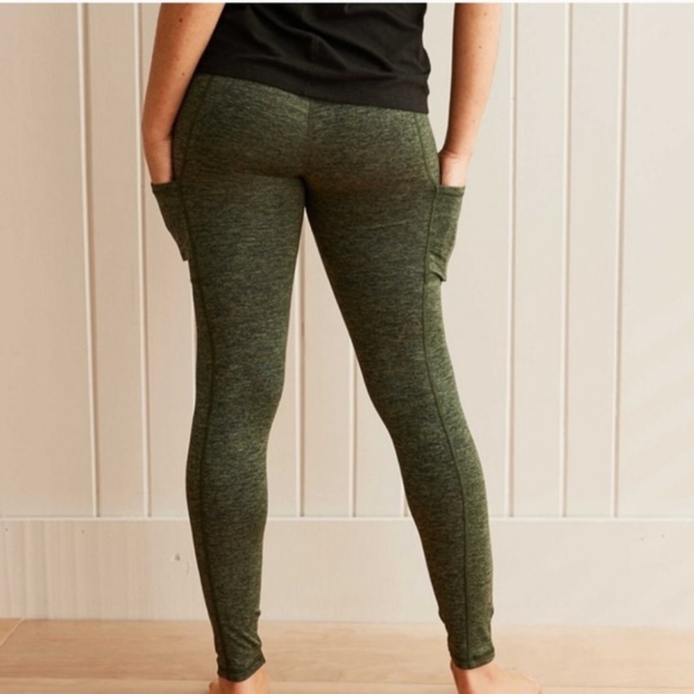 Aerie High Waisted Green Leggings Pockets XS